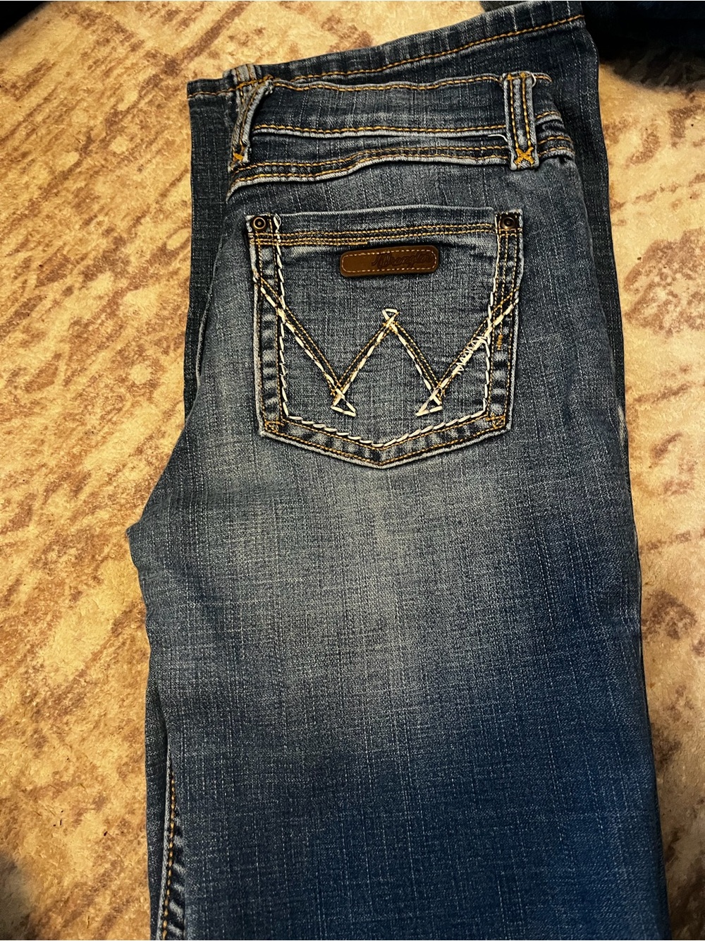 Wrangler Women’s Dark Blue Bootcut Jeans with Contrast Stitching